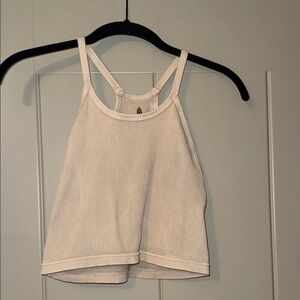 Free People Happiness Runs Long Crop Top in Stone Eagle
